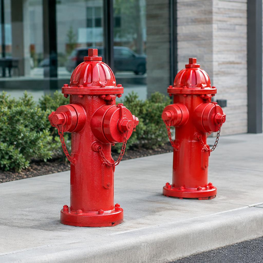 Fire hydrants outside a commercial property